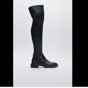 NWT ZARA Low Heeled Stretch Tall Boots TRF size 9